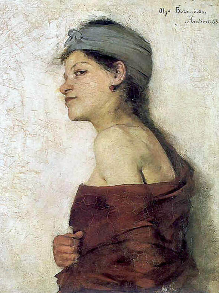 Portrait of a Gypsy Woman, vintage artwork by Olga Boznańska, 12x8" (A4) Poster