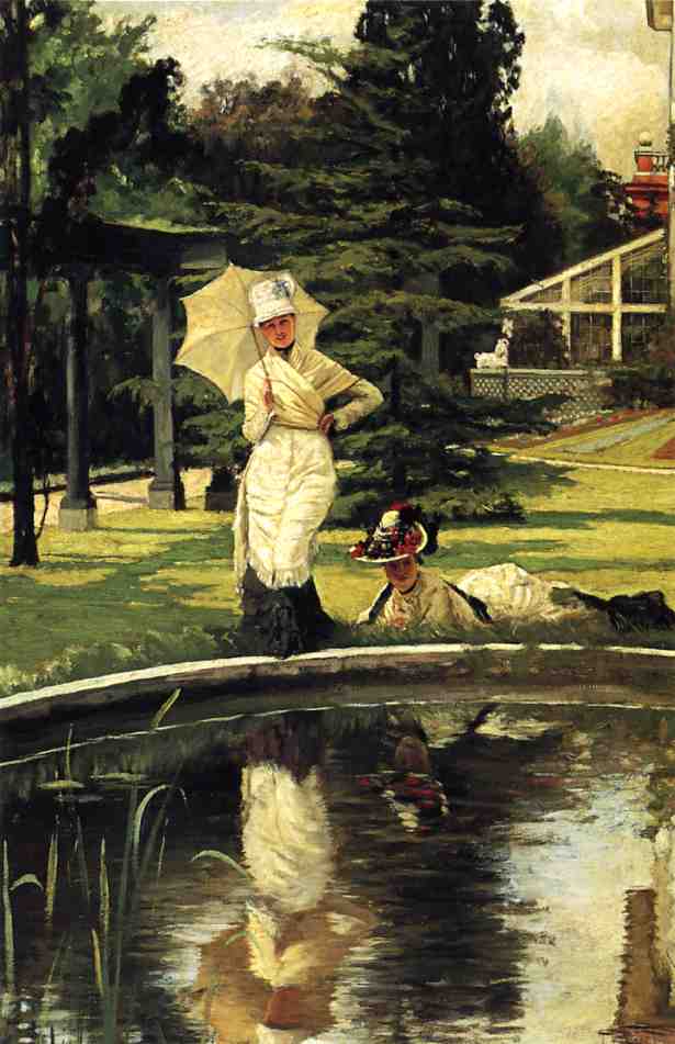 In an English Garden, vintage artwork by James Tissot, 12x8" (A4) Poster