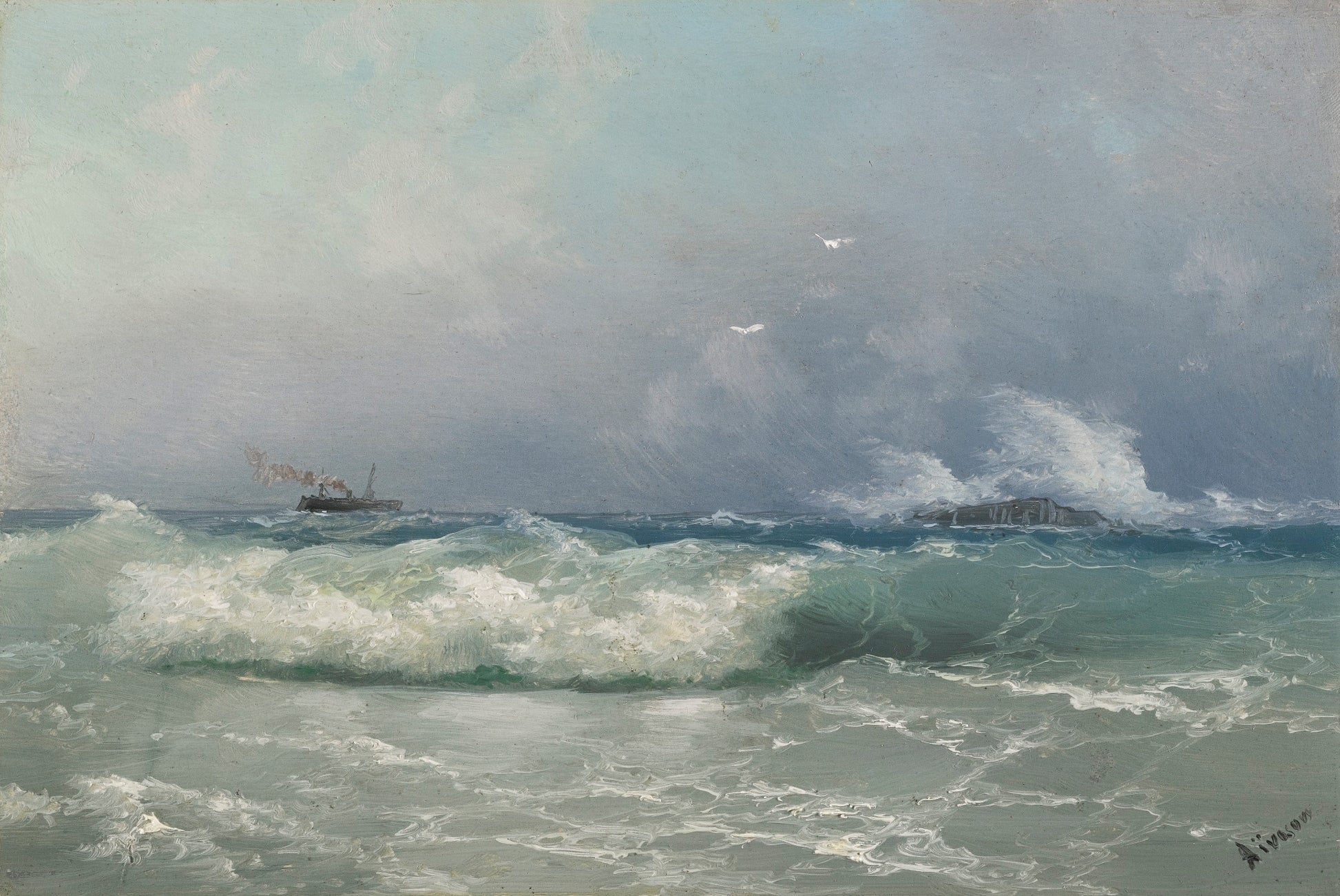 Biarritz, vintage artwork by Ivan Constantinovich Aivazovsky, A3 (16x12") Poster Print