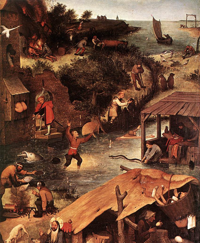 Netherlandish Proverbs (detail), vintage artwork by Pieter Bruegel the Elder, A3 (16x12