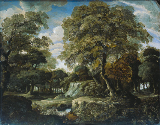 View in the woods, vintage artwork by Jan van der Heyden, 12x8" (A4) Poster