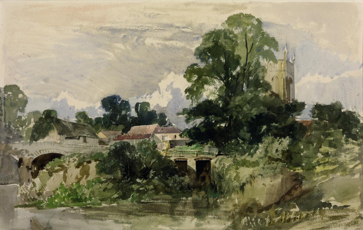 Compton Dando, Somerset, vintage artwork by William James Müller, A3 (16x12") Poster Print