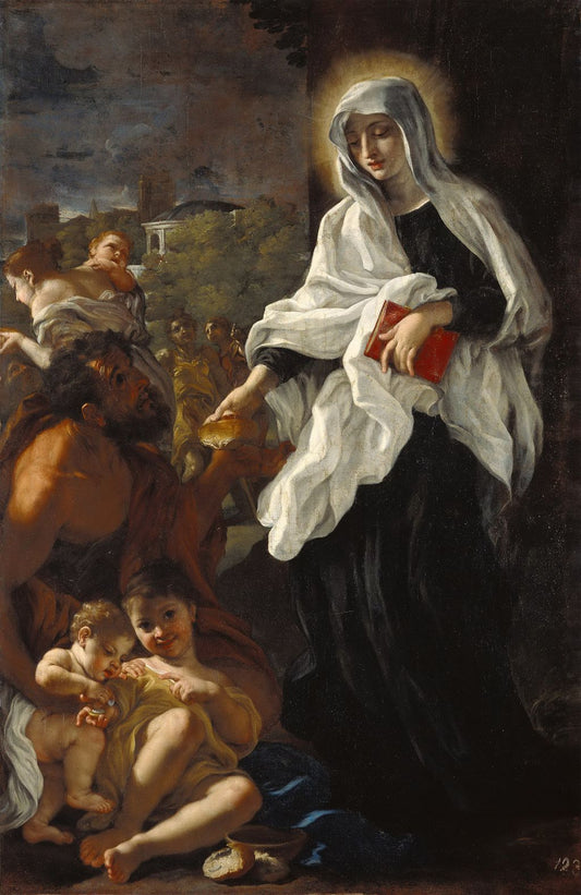 The Blessed Ludovica Albertoni Distributing Alms, vintage artwork by Giovanni Battista Gaulli, 12x8" (A4) Poster