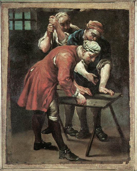 Dice Players, vintage artwork by Giuseppe Maria Crespi, 12x8" (A4) Poster