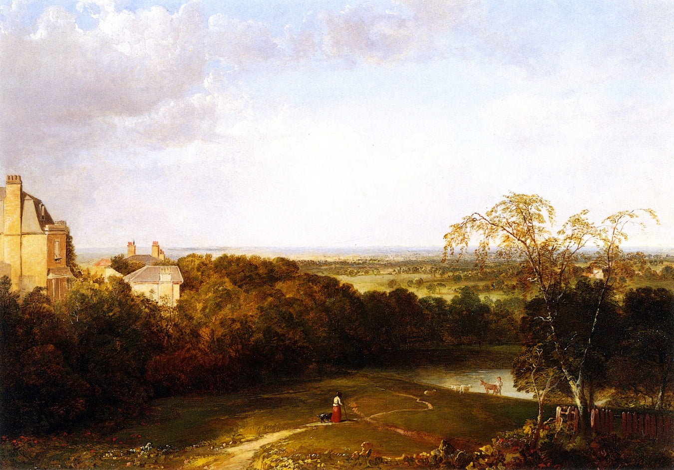 View Toward London from Hampstead Heath, vintage artwork by Thomas Doughty, A3 (16x12") Poster Print