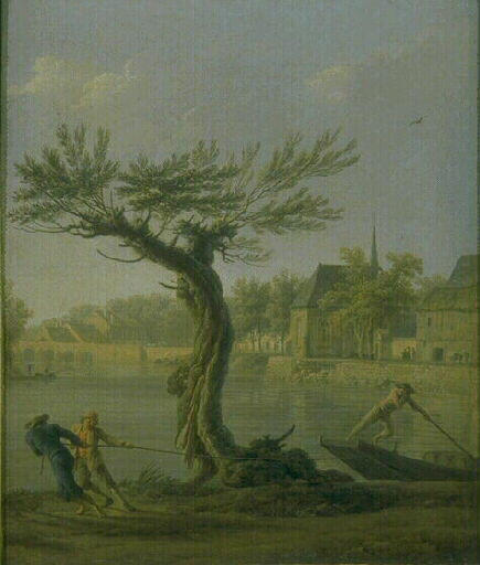 Les Haleurs, vintage artwork by Claude-Joseph Vernet, 12x8" (A4) Poster