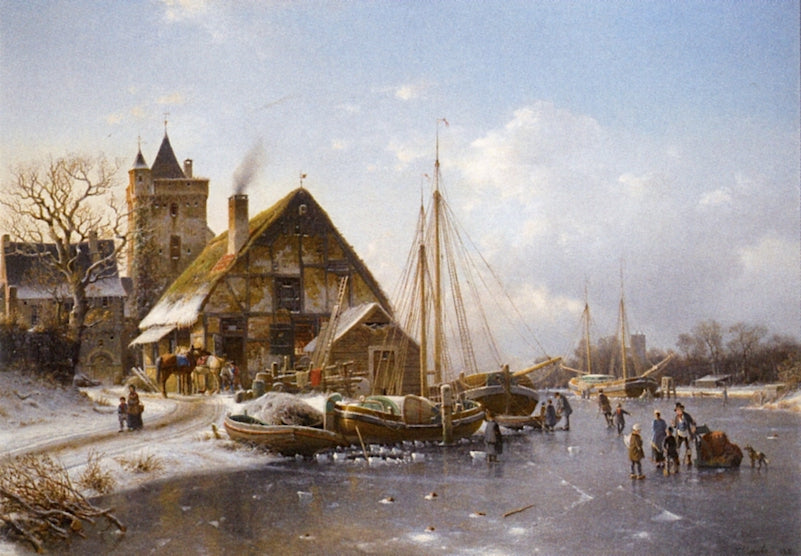 Winter on the Rhone, vintage artwork by Johannes Duntze, A3 (16x12") Poster Print