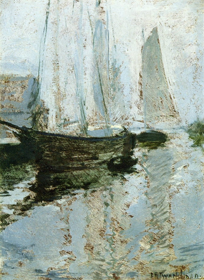 Boats at Anchor, vintage artwork by John Twachtman, 12x8" (A4) Poster