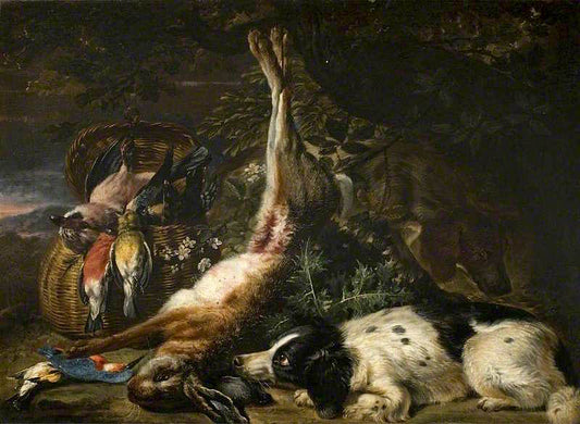 Game and Dog, vintage artwork by David de Coninck, 12x8" (A4) Poster