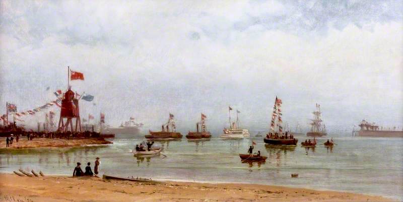The Opening of the Albert Edward Dock and Port of Tyne, vintage artwork by Duncan Fraser McLea, 12x8" (A4) Poster