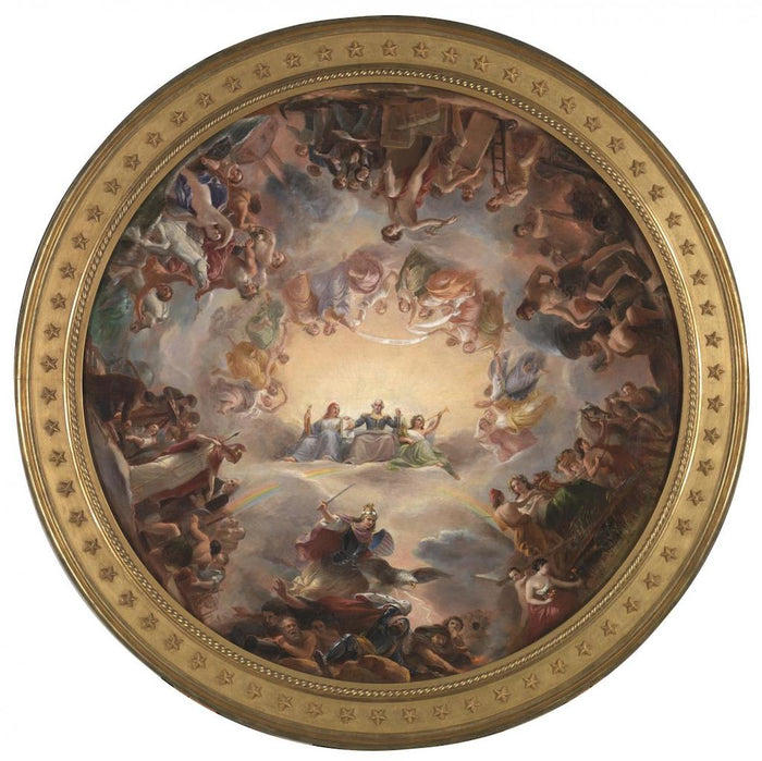 Study for the Apotheosis of Washington in the Rotunda of the United States Capitol Building, vintage artwork by Constantino Brumidi, A3 (16x12