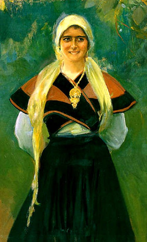 Asturiana, vintage artwork by Joaquin Sorolla y Bastida, 12x8" (A4) Poster