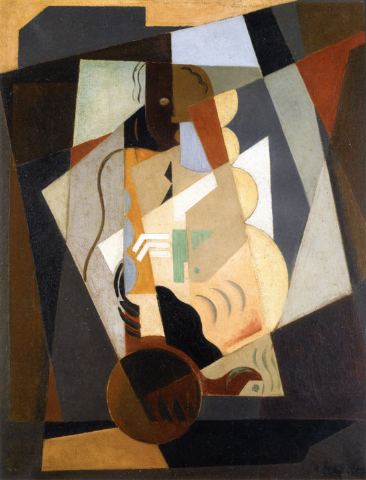 Still Life - Woman with Mandolin, vintage artwork by Maria Blanchard, 12x8" (A4) Poster