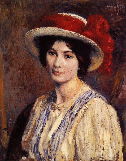 Hat with a Red Ribbon, vintage artwork by Georges Lemmen, 12x8" (A4) Poster