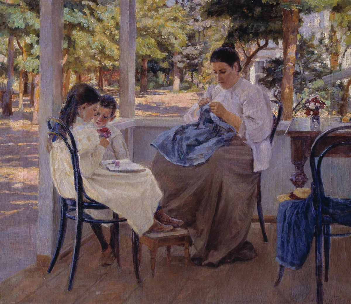 On the Terrace. Summer, vintage artwork by Kiriak Kostandi, 12x8" (A4) Poster