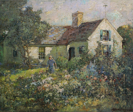 A Cottage on the Cape, vintage artwork by Abbott Fuller Graves, 12x8" (A4) Poster