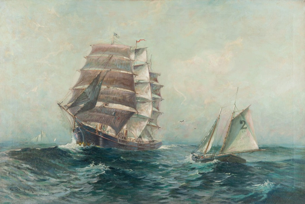 Tall Ship under Sail, vintage artwork by Edward A. Page, 12x8" (A4) Poster