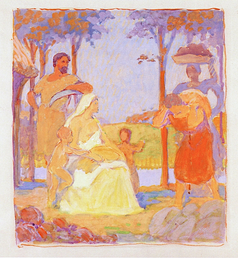 Harvest (mural study), vintage artwork by Milton Bancroft, 12x8" (A4) Poster