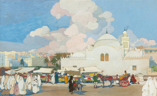 The Fishery-Mosque (La Mosquee de la Pêcherie), Algiers, vintage artwork by Leon Cauvy, 12x8" (A4) Poster