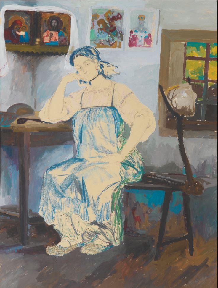 Seated Woman in an Interior by Filipp Andreevich Maliavin,A3(16x12")Poster