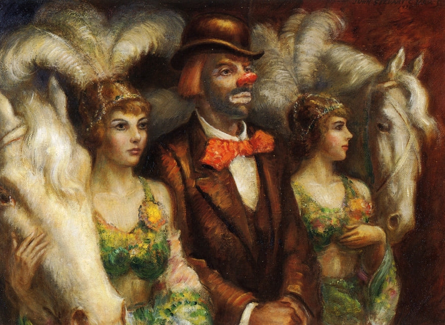 Clown and Equestrians, vintage artwork by John Steuart Curry, 12x8" (A4) Poster
