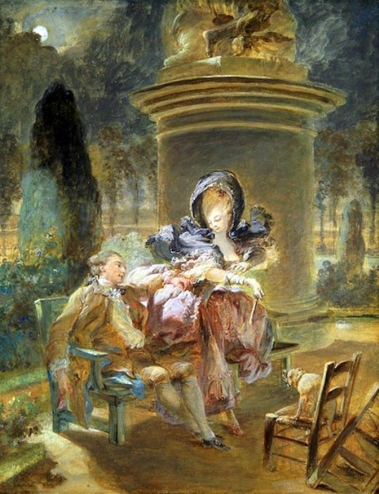 The Soiree at the Tuileries, vintage artwork by Pierre Antoine Baudouin, 12x8" (A4) Poster