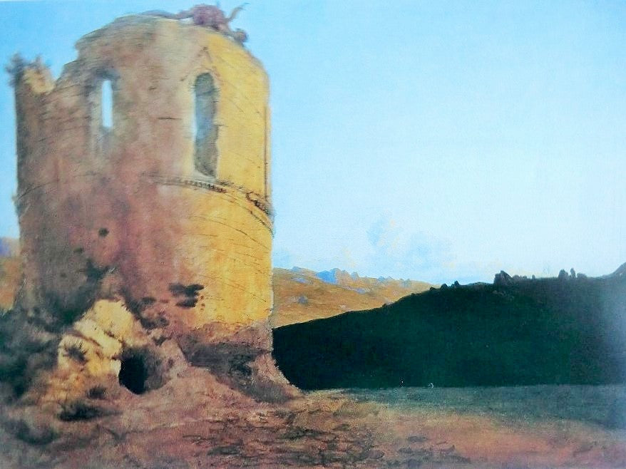 Tower Ruin with a Dragon, vintage artwork by Carl Blechen, A3 (16x12") Poster Print