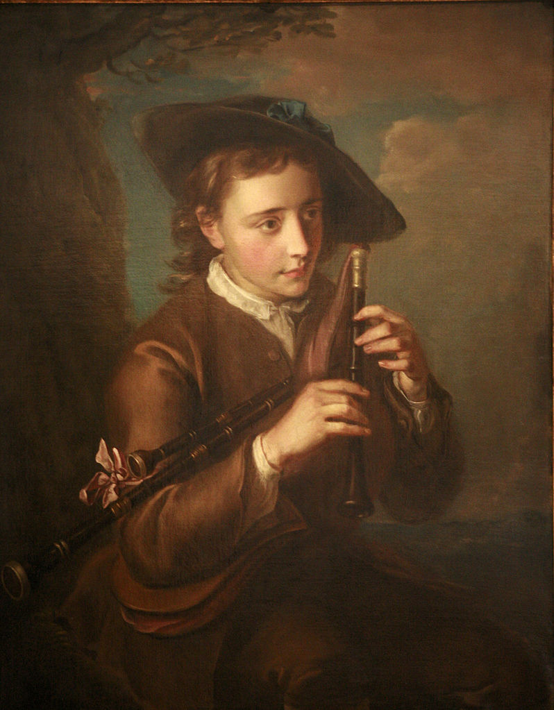 Bagpipe Player, vintage artwork by Philipe Mercier, 12x8" (A4) Poster