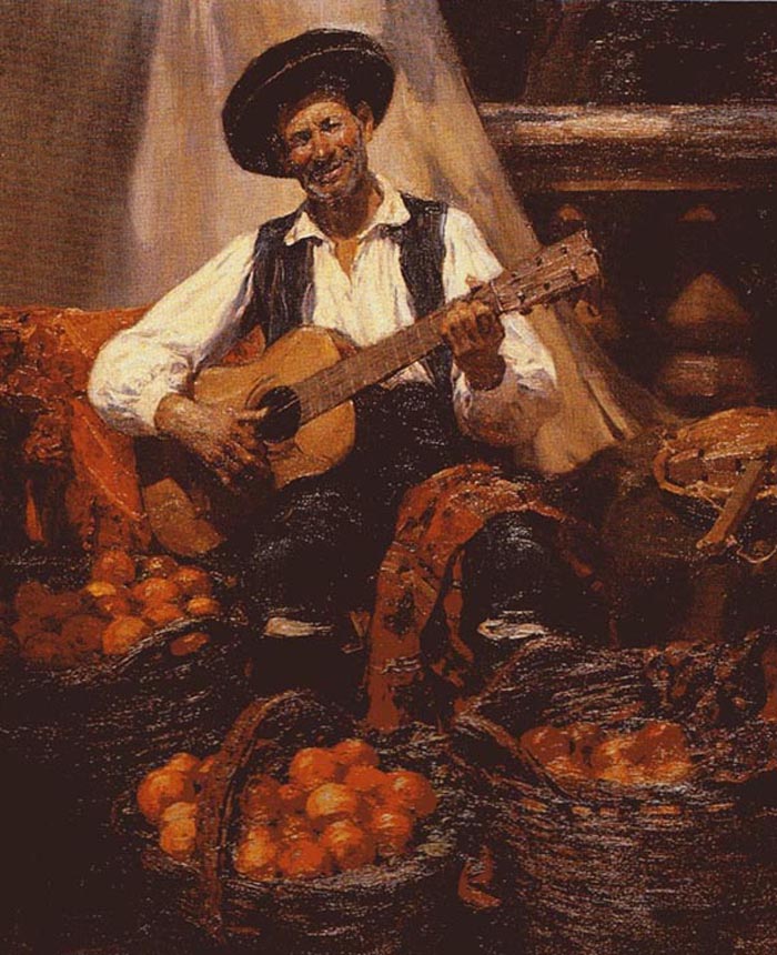 Tocando la Guitarra by Jose Benlliure Gil,A3(16x12")Poster