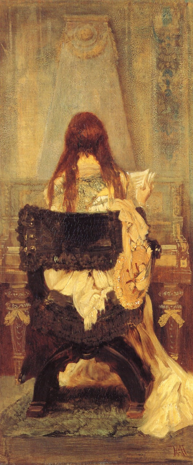 Dame am Spinett, vintage artwork by Hans Makart, 12x8" (A4) Poster
