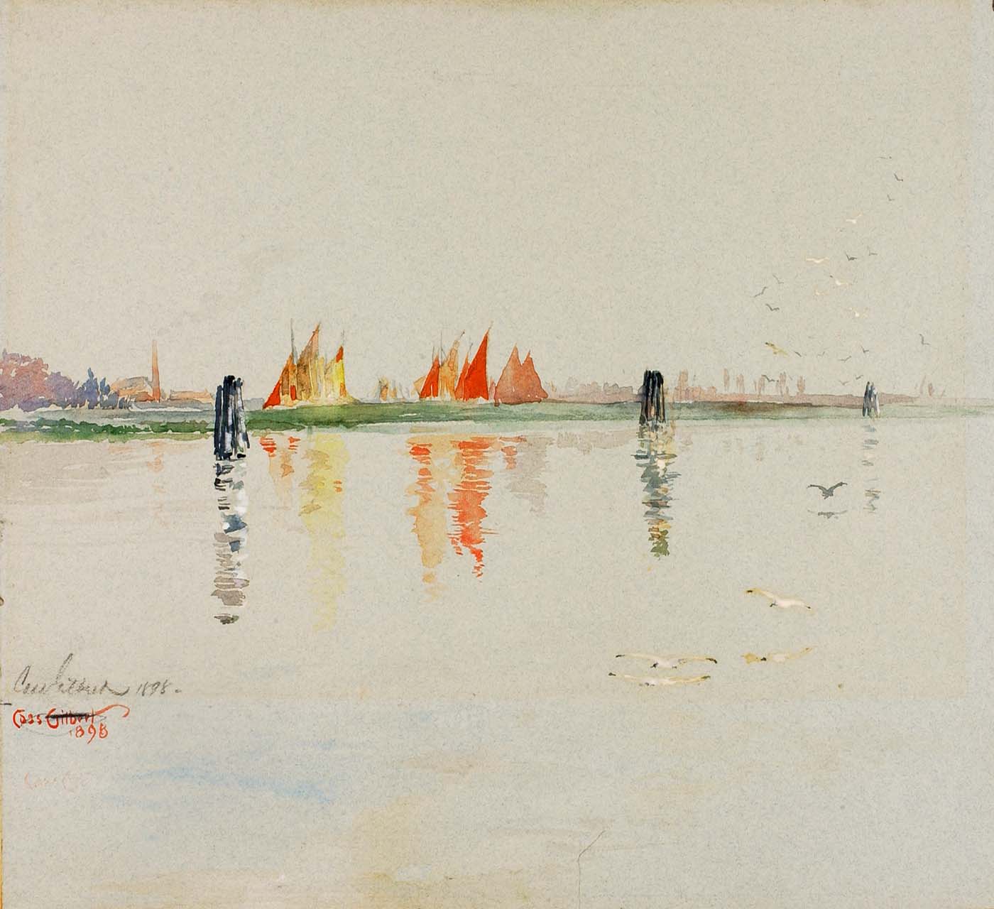 The Lagoon, Venice, vintage artwork by Cass Gilbert, 12x8" (A4) Poster