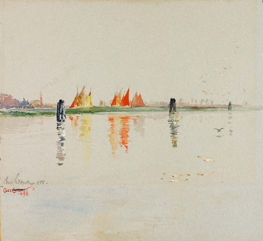 The Lagoon, Venice, vintage artwork by Cass Gilbert, 12x8" (A4) Poster