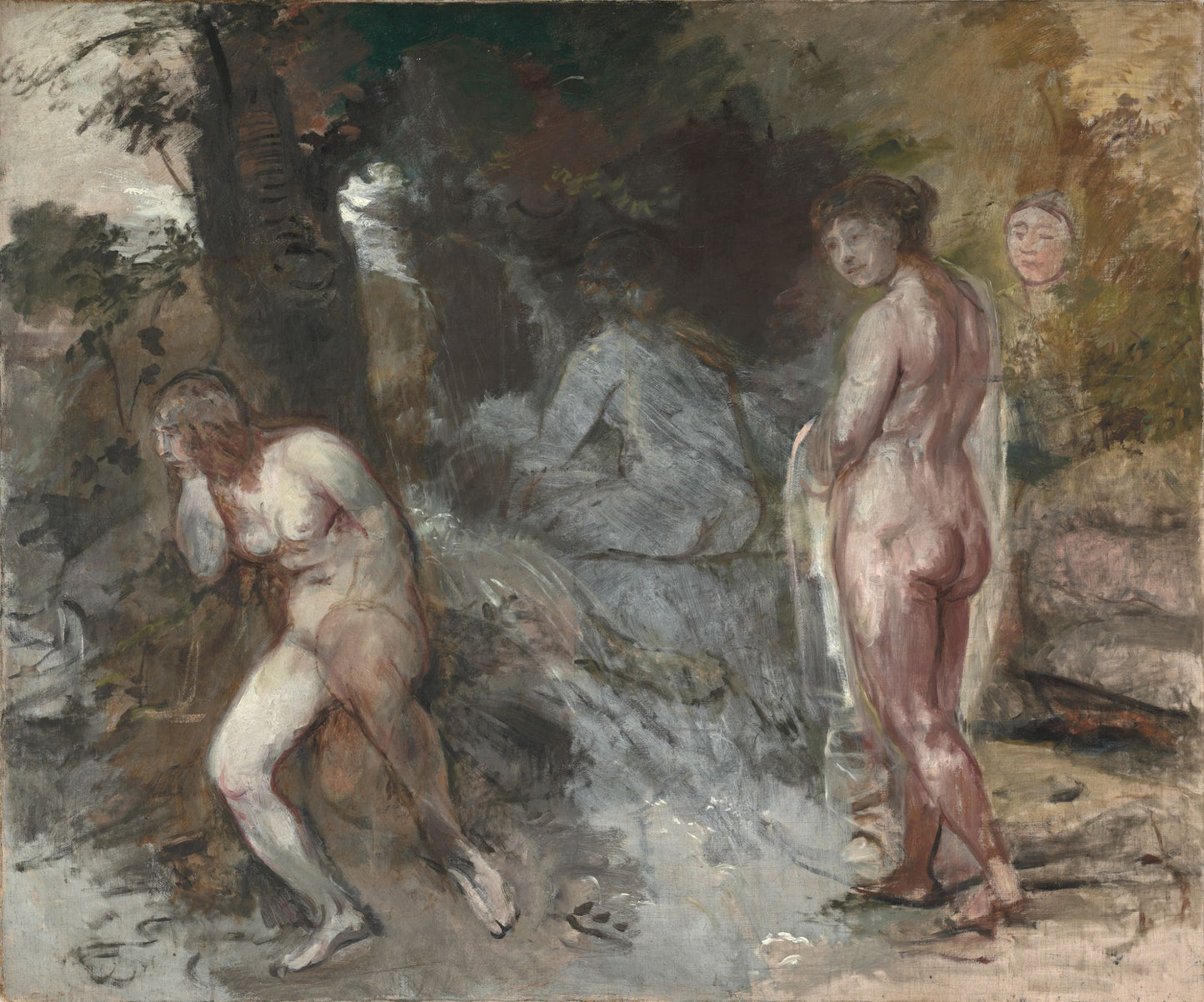 Nude Women in a Landscape, vintage artwork by Hans von Marees, 12x8" (A4) Poster