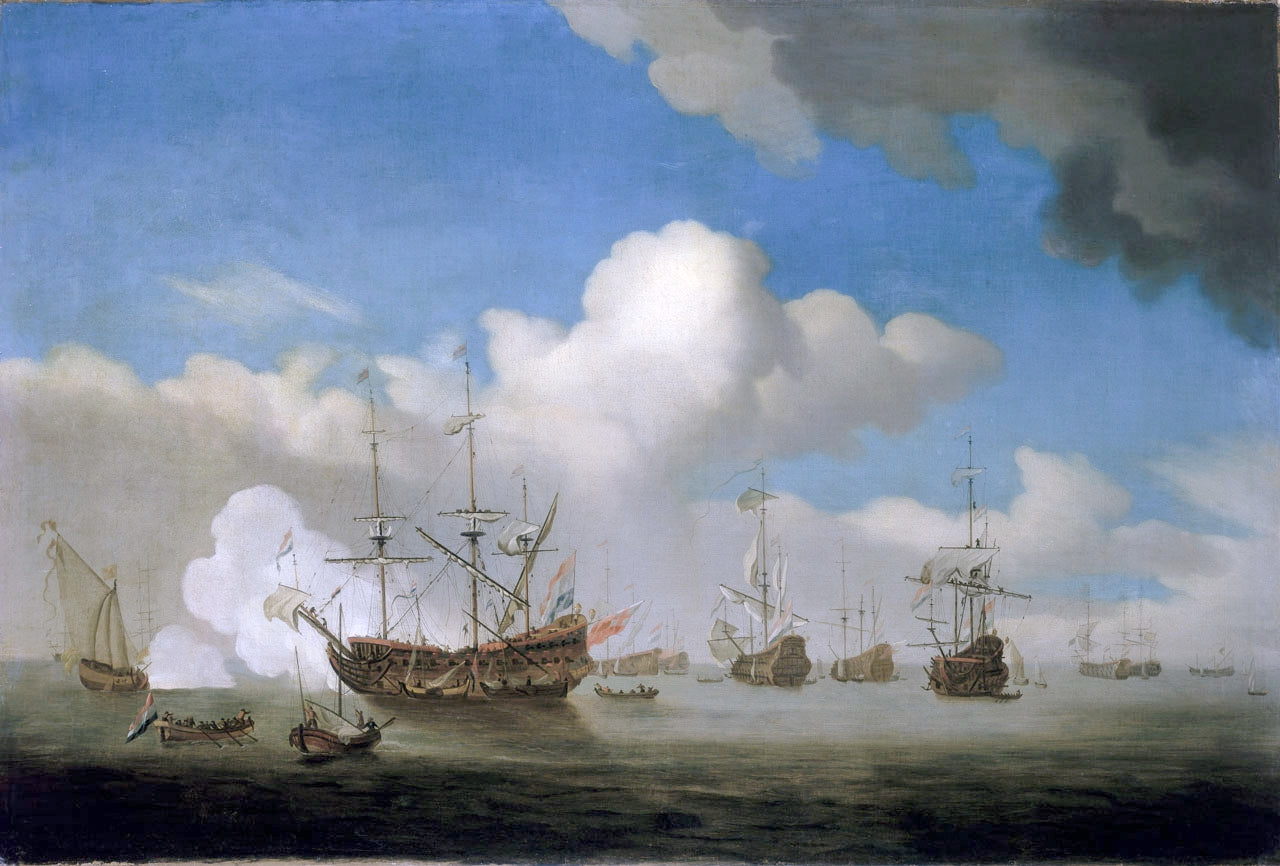 The Captured HMS Royal Prince brought into Dutch waters, vintage artwork by Willem van de Velde the Younger, 12x8" (A4) Poster