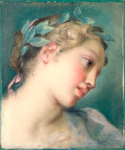 A Muse, vintage artwork by Rosalba Carriera, 12x8" (A4) Poster