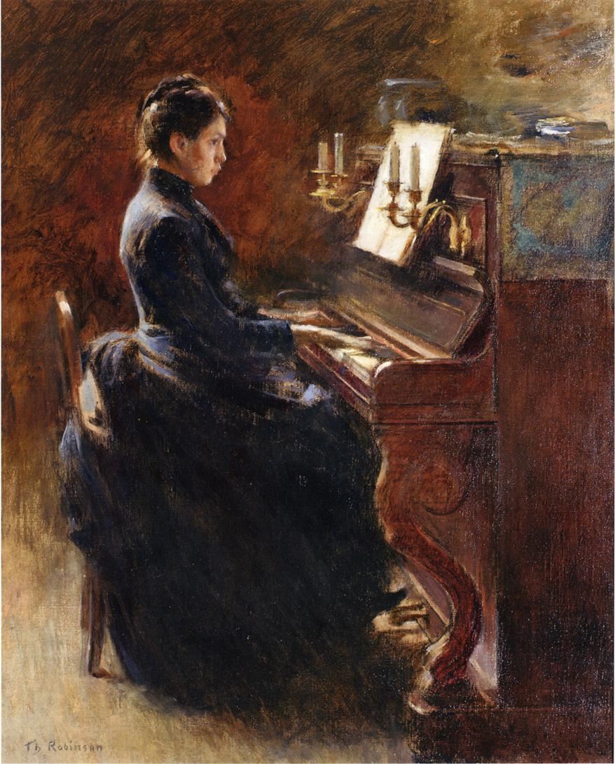 Girl at Piano, vintage artwork by Theodore Robinson, 12x8" (A4) Poster