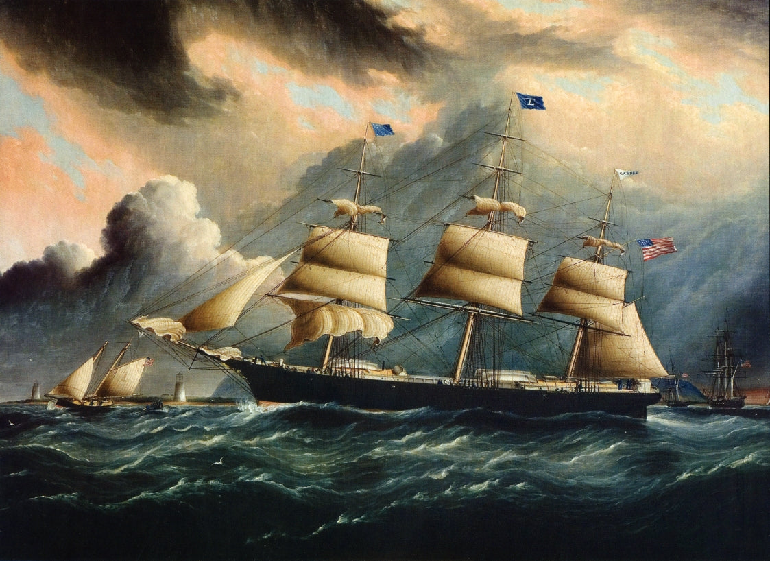 Clipper 'Gaspee' off Sandy Hook, vintage artwork by James E. Buttersworth, A3 (16x12") Poster Print
