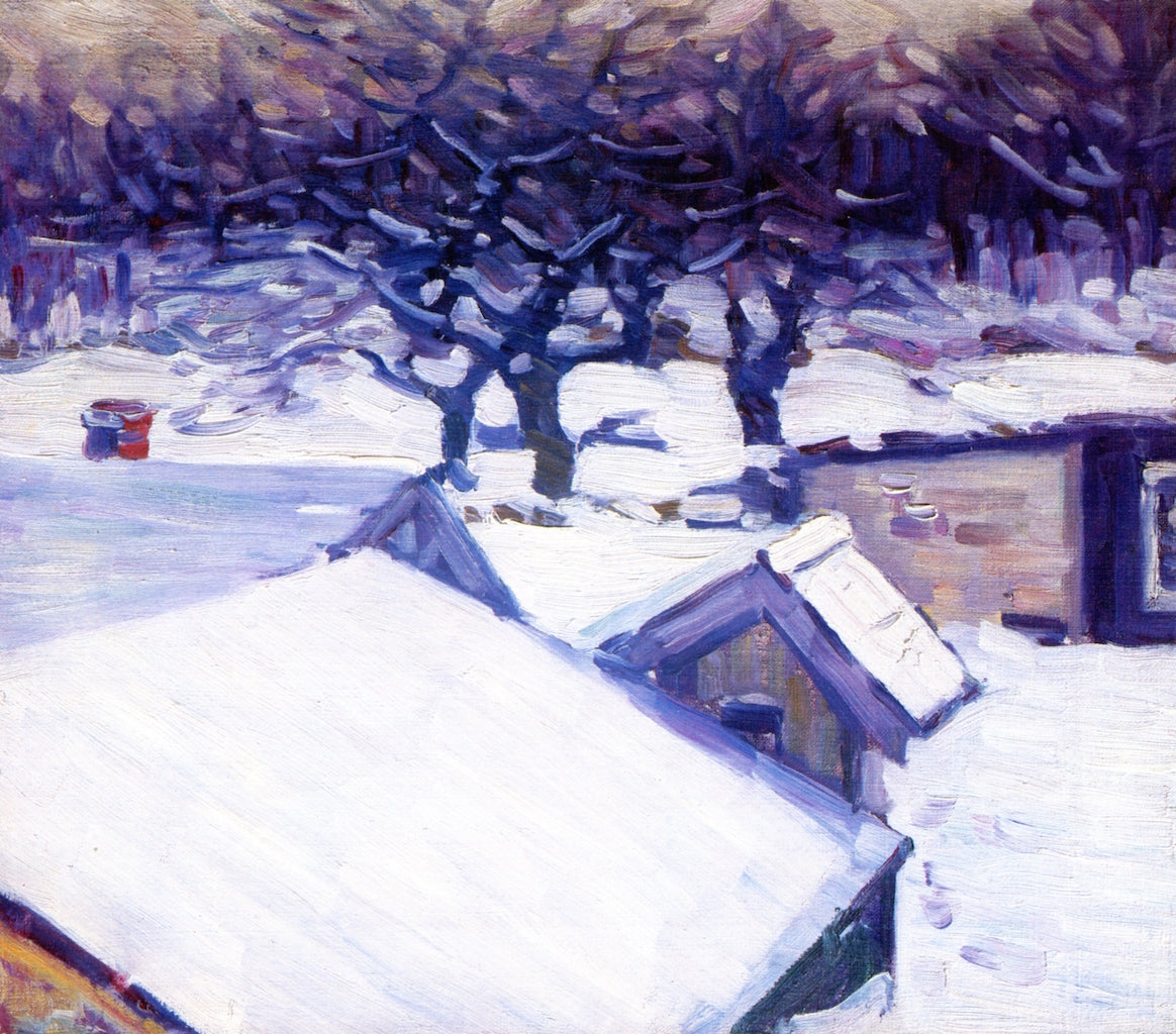 Snowy Rooftops, vintage artwork by Charles Salis Kaelin, 12x8" (A4) Poster