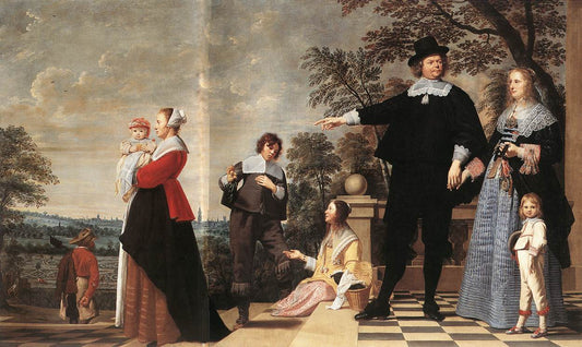 Portrait of a Bruges Family, vintage artwork by Jacob van Oost the Elder, 12x8" (A4) Poster