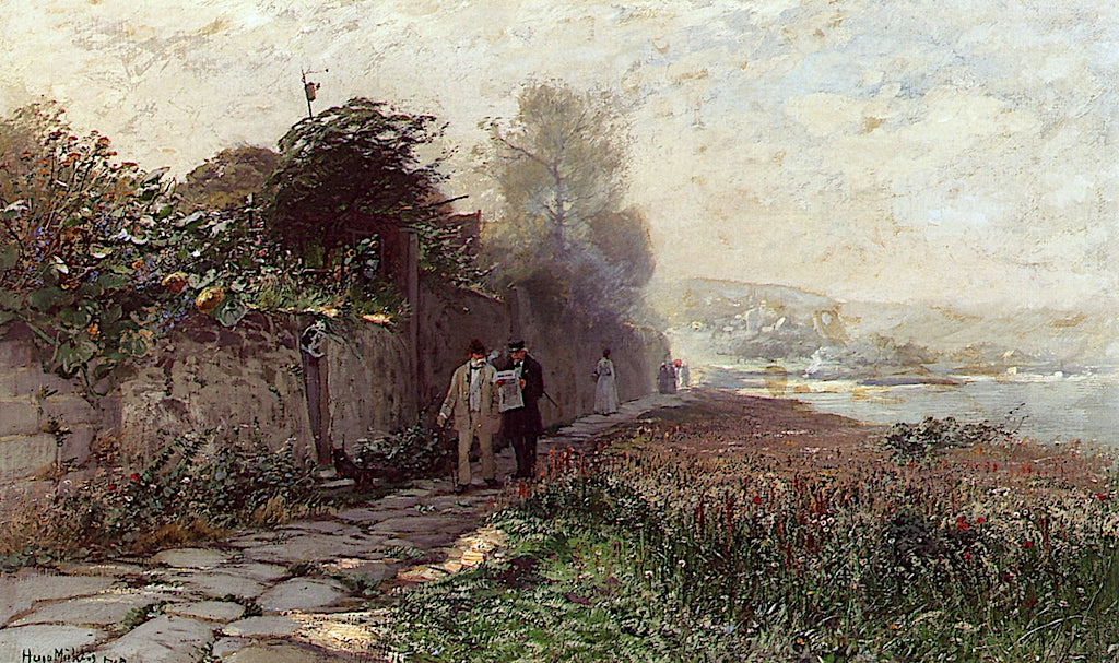 On the Elbe, vintage artwork by Hugo Mühlig, 12x8" (A4) Poster