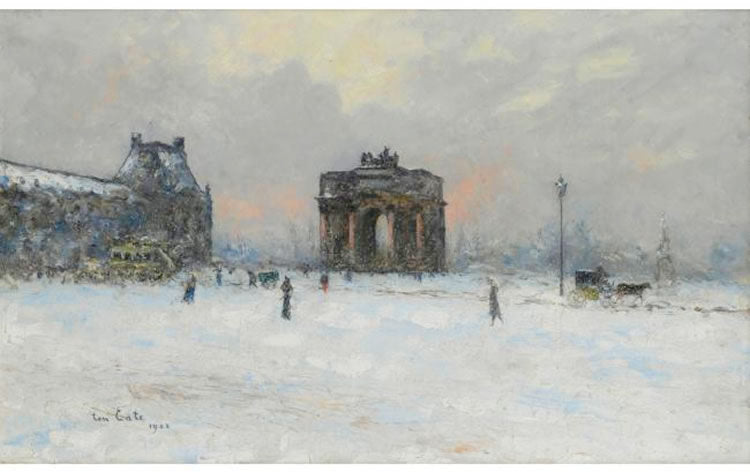 Pavillon of Flowers and l'Arc de Triomphe, vintage artwork by Siebe Johannes Ten Cate, 12x8" (A4) Poster