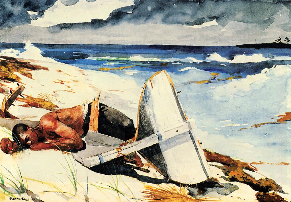 After the Hurricane, Bahamas, vintage artwork by Winslow Homer, 12x8" (A4) Poster