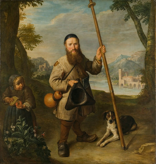 Dwarf in a Landscape, vintage artwork by Peeter Snyers, 12x8" (A4) Poster