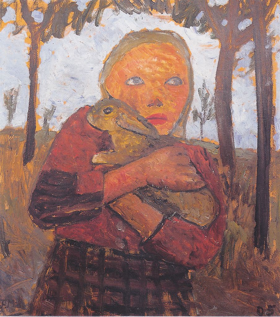 Girl with Rabbit by Paula Modersohn-Becker,16x12(A3) Poster