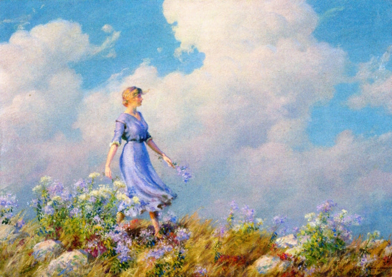 The Hilltop Walk, vintage artwork by Charles Courtney Curran, 12x8" (A4) Poster