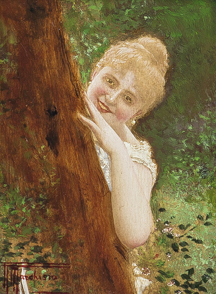 Between the Trees, vintage artwork by Andreas Marchisio, 12x8" (A4) Poster