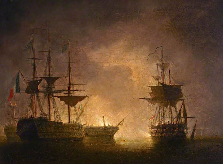 The Battle of the Nile, 1 August 1798, vintage artwork by Nicholas Matthew Condy, A3 (16x12") Poster Print