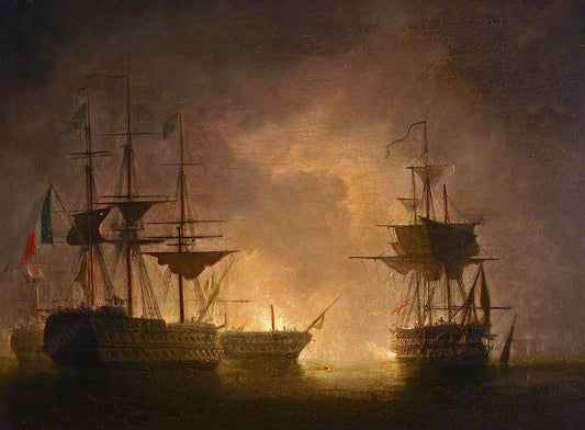 The Battle of the Nile, 1 August 1798, vintage artwork by Nicholas Matthew Condy, A3 (16x12") Poster Print