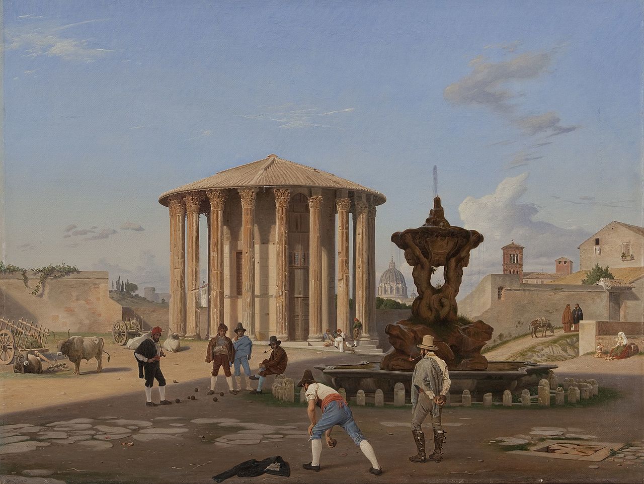 Vesta Temple in Rome, vintage artwork by Constantin Hansen, A3 (16x12") Poster Print