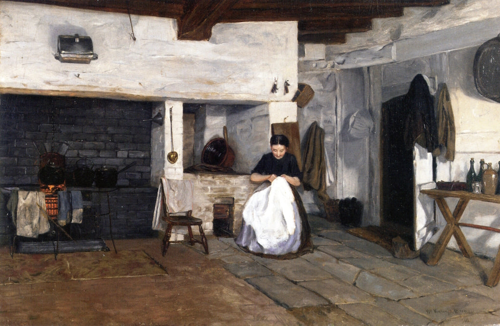 by  the Hearth, vintage artwork by William Vierplank Birney, 12x8" (A4) Poster